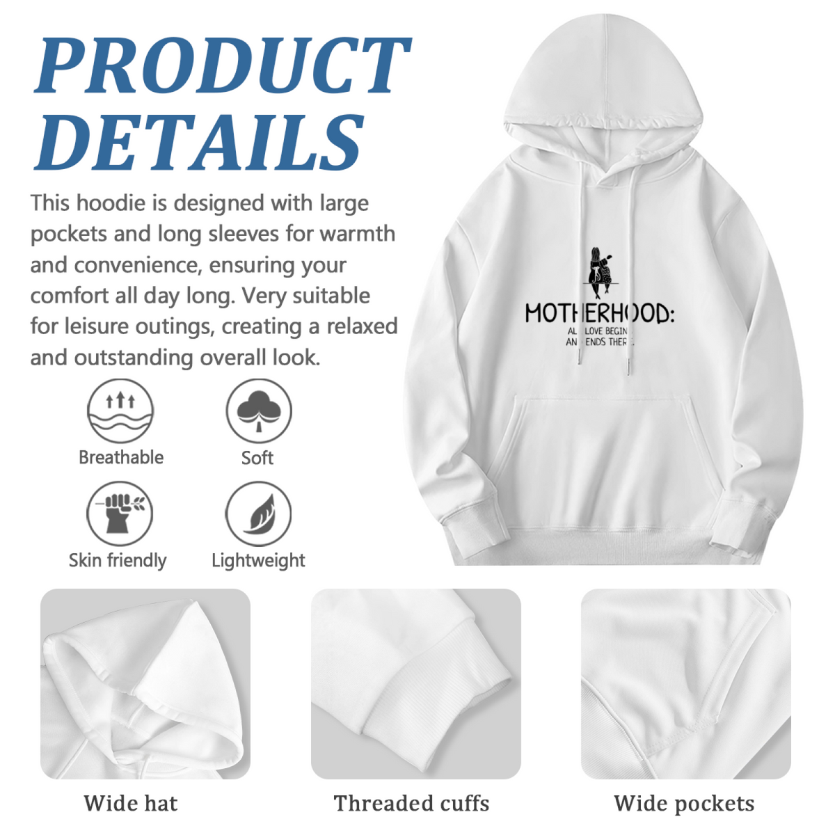 Motherhood Quote Hoodie - All Love Begins & Ends There