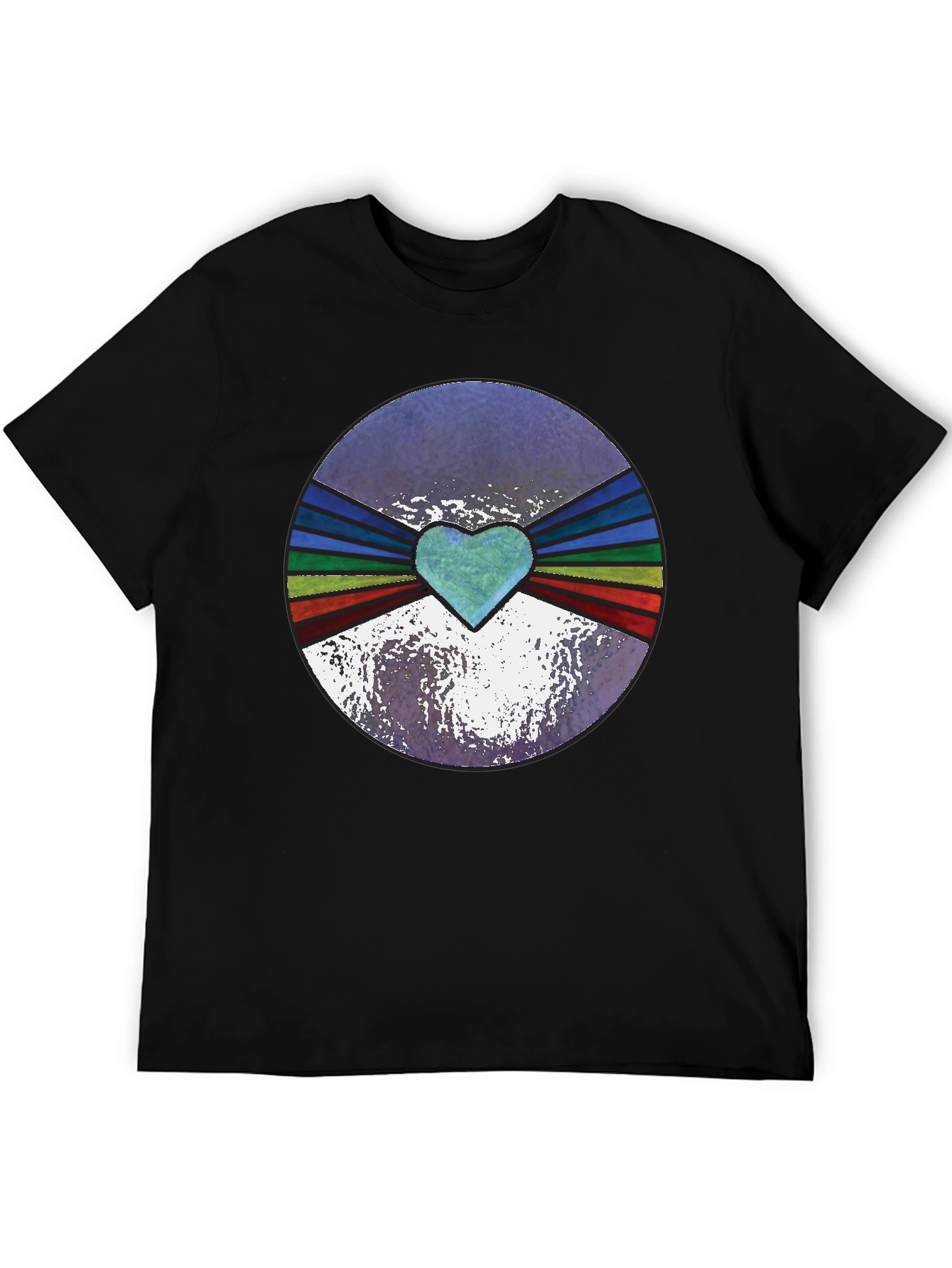 Retro Heartburst Graphic Tee - Black Cotton Blend
