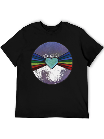 Retro Heartburst Graphic Tee - Black Cotton Blend