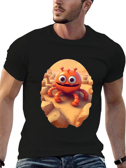 Cartoon Alien Graphic Tee - Funky Black T-Shirt