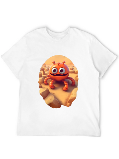 Cartoon Alien Graphic Tee - Funky Black T-Shirt