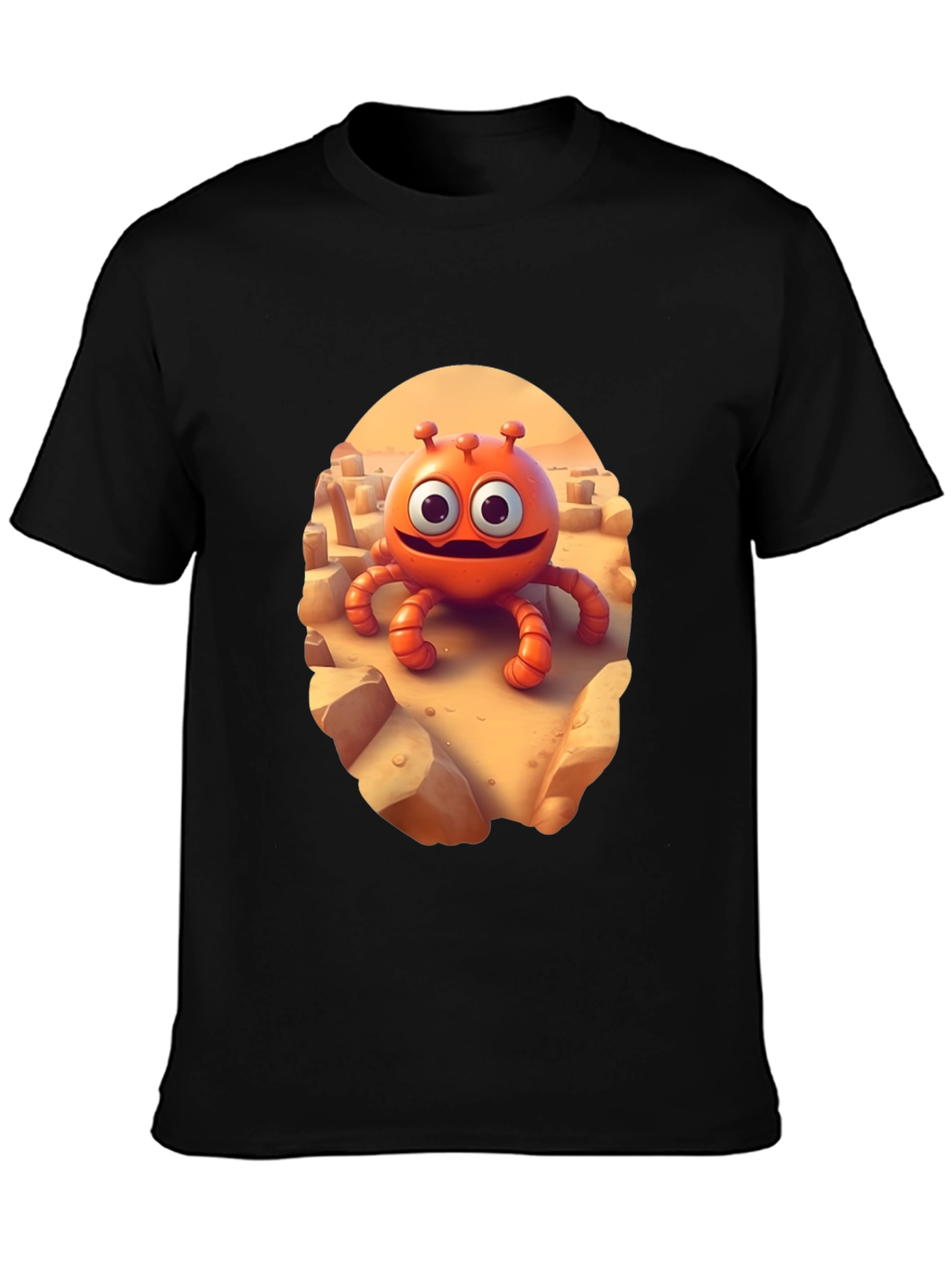 Cartoon Alien Graphic Tee - Funky Black T-Shirt