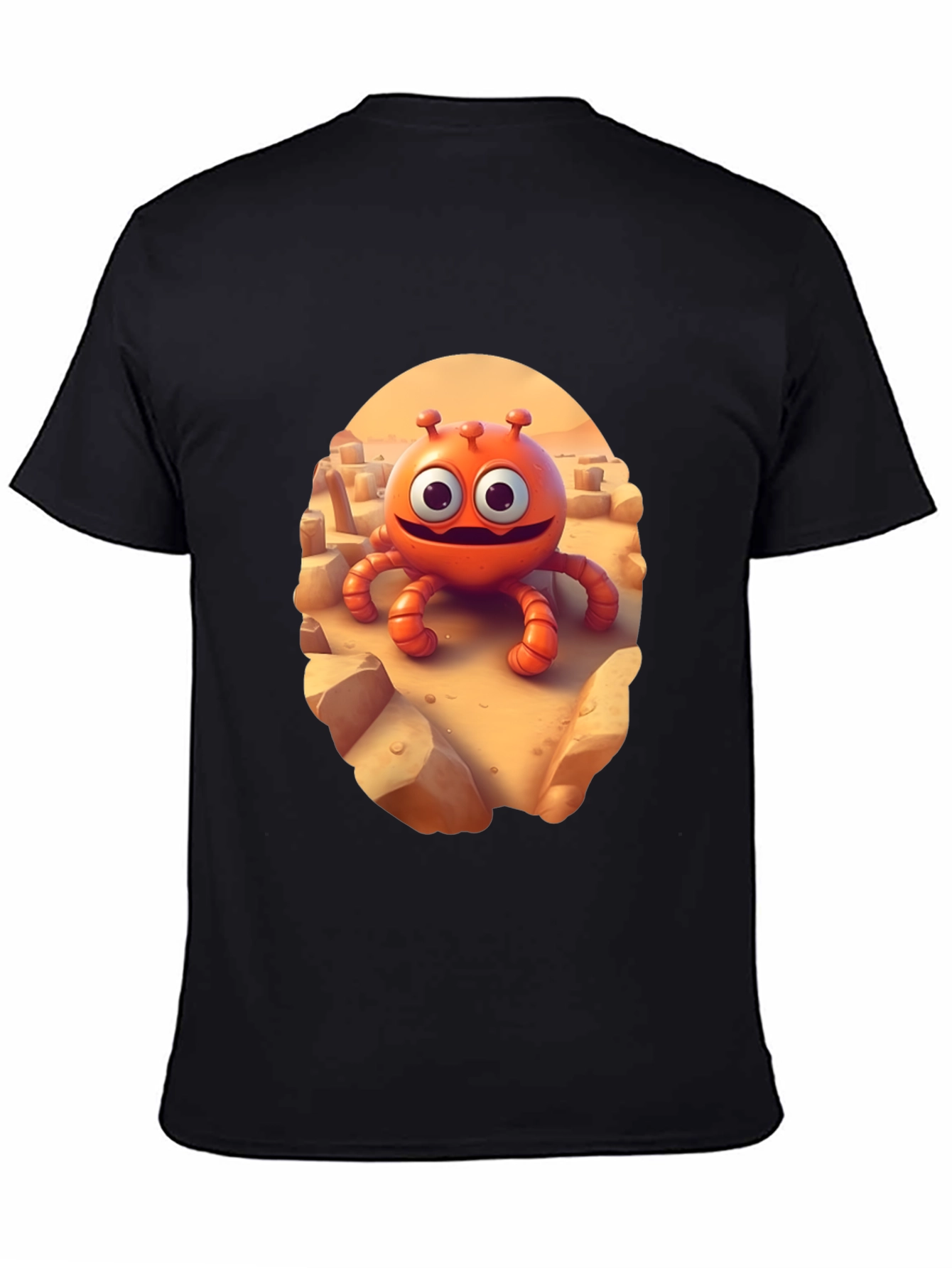 Cartoon Alien Graphic Tee - Funky Black T-Shirt