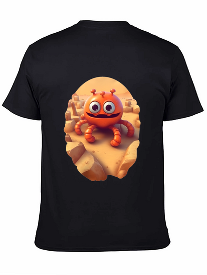 Cartoon Alien Graphic Tee - Funky Black T-Shirt