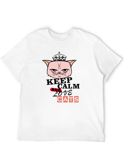 Keep Calm and Love Cats Graphic T-Shirt