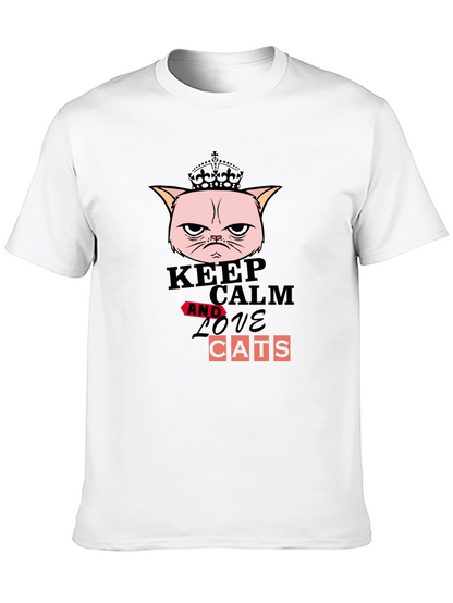 Keep Calm and Love Cats Graphic T-Shirt