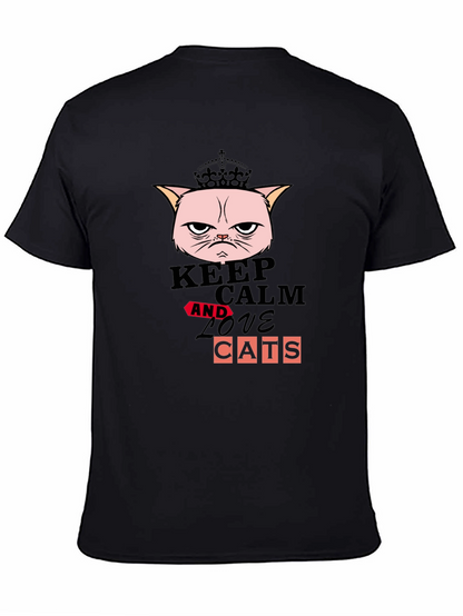 Keep Calm and Love Cats Graphic T-Shirt