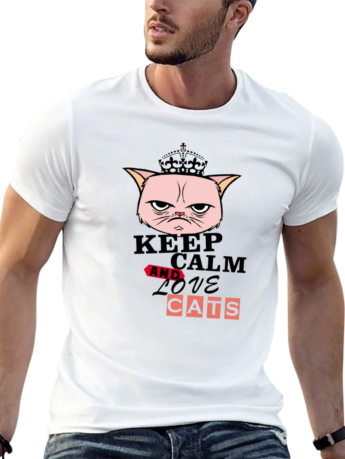 Keep Calm and Love Cats Graphic T-Shirt
