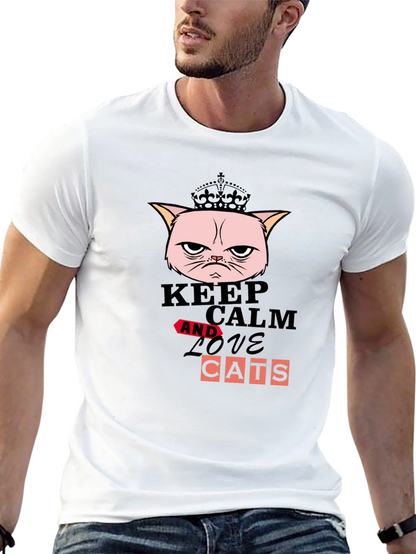 Keep Calm and Love Cats Graphic T-Shirt
