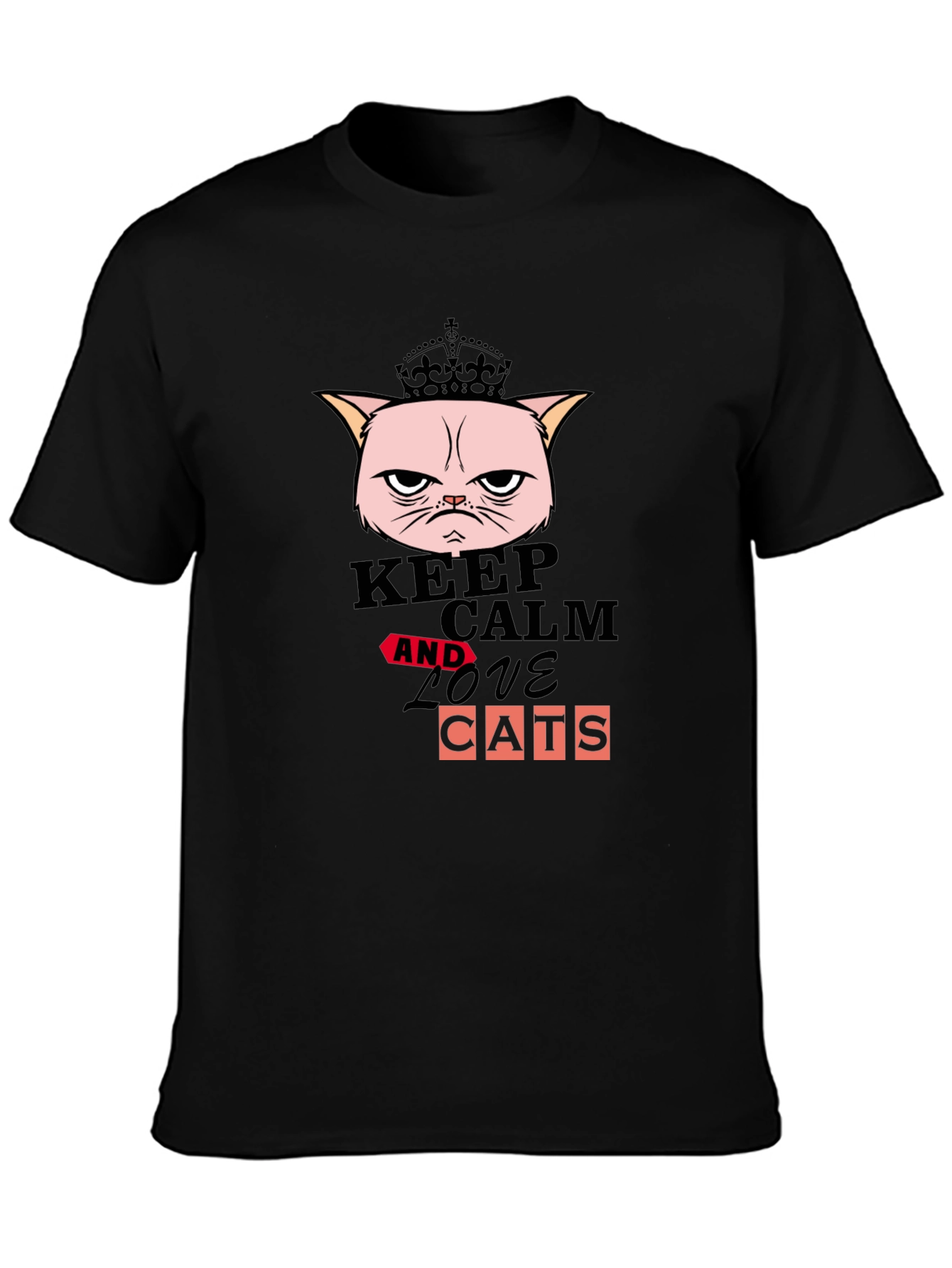 Keep Calm and Love Cats Graphic T-Shirt
