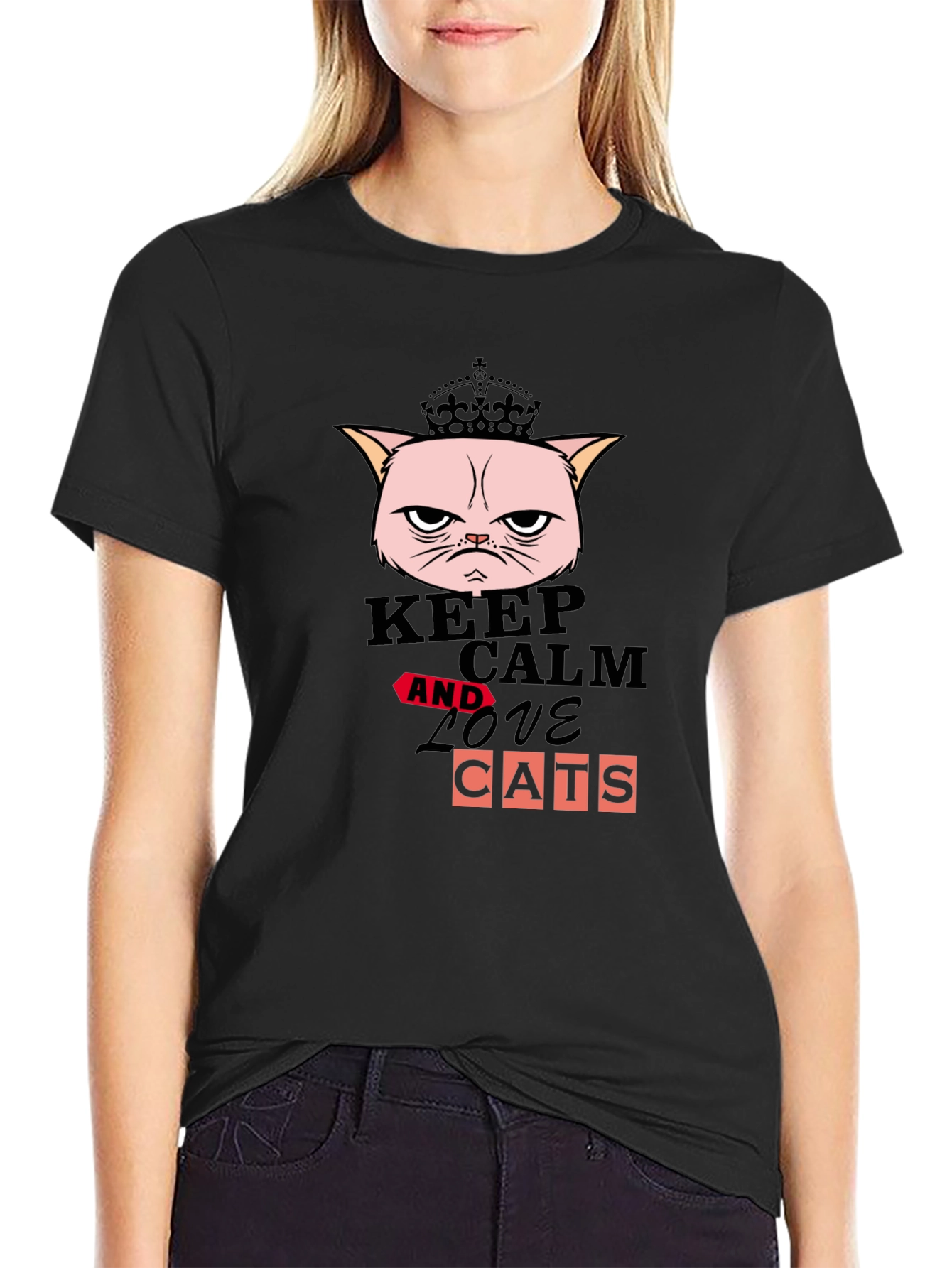 Keep Calm and Love Cats Graphic T-Shirt