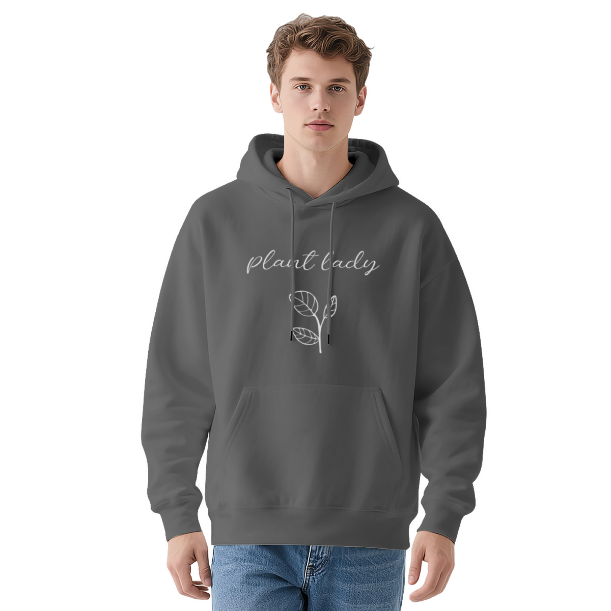 Navy 'Plant Lady' Leaf Stem Hoodie