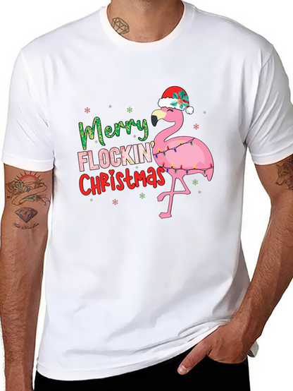 Merry Flocking Christmas Flamingo Tee