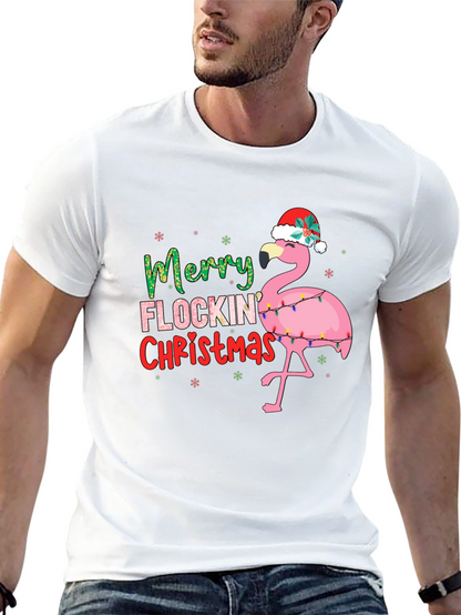 Merry Flocking Christmas Flamingo Tee
