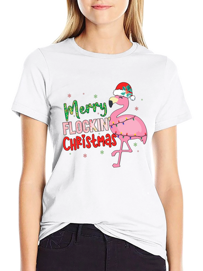 Merry Flocking Christmas Flamingo Tee