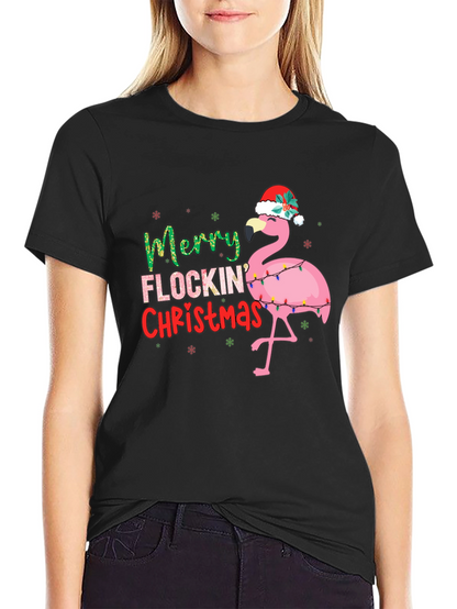 Merry Flocking Christmas Flamingo Tee