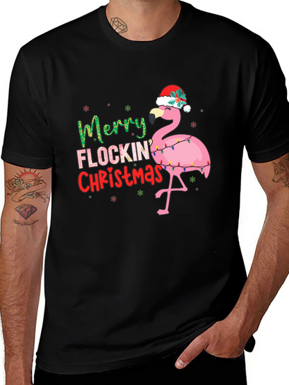 Merry Flocking Christmas Flamingo Tee