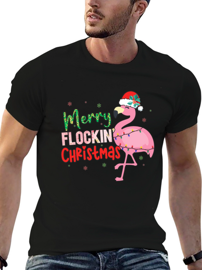 Merry Flocking Christmas Flamingo Tee