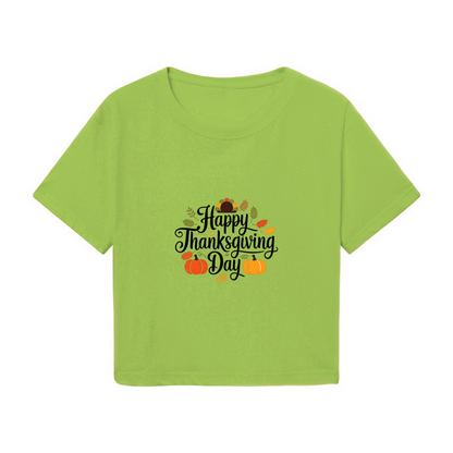 Happy Thanksgiving Day Pumpkin Fall Vibes Cropped Tee