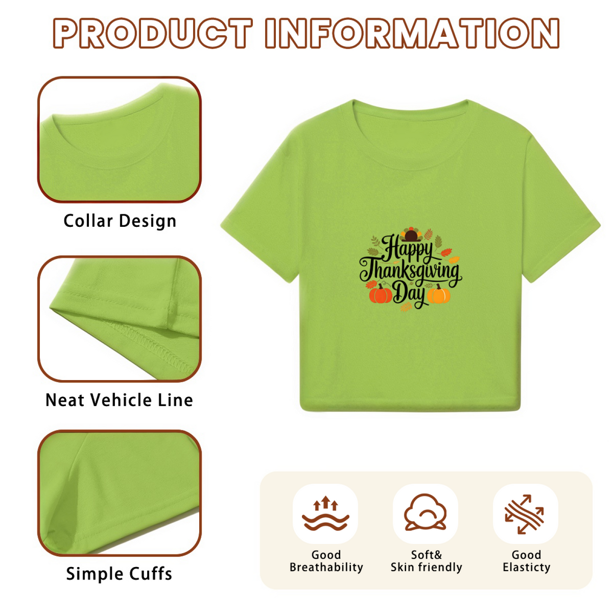 Happy Thanksgiving Day Pumpkin Fall Vibes Cropped Tee