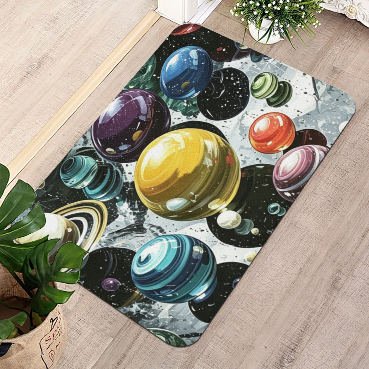 Dreamy Space Planet Diatomite Mat£üDreamy Colorful Galaxy Planet Diatomite Mat, Space Theme Quick?Dry Non?Slip Bathroom Floor Mat