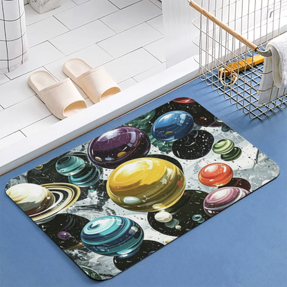 Dreamy Space Planet Diatomite Mat£üDreamy Colorful Galaxy Planet Diatomite Mat, Space Theme Quick?Dry Non?Slip Bathroom Floor Mat