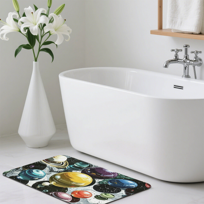 Dreamy Space Planet Diatomite Mat£üDreamy Colorful Galaxy Planet Diatomite Mat, Space Theme Quick?Dry Non?Slip Bathroom Floor Mat