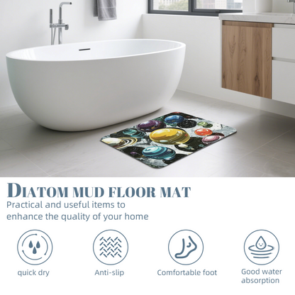 Dreamy Space Planet Diatomite Mat£üDreamy Colorful Galaxy Planet Diatomite Mat, Space Theme Quick?Dry Non?Slip Bathroom Floor Mat
