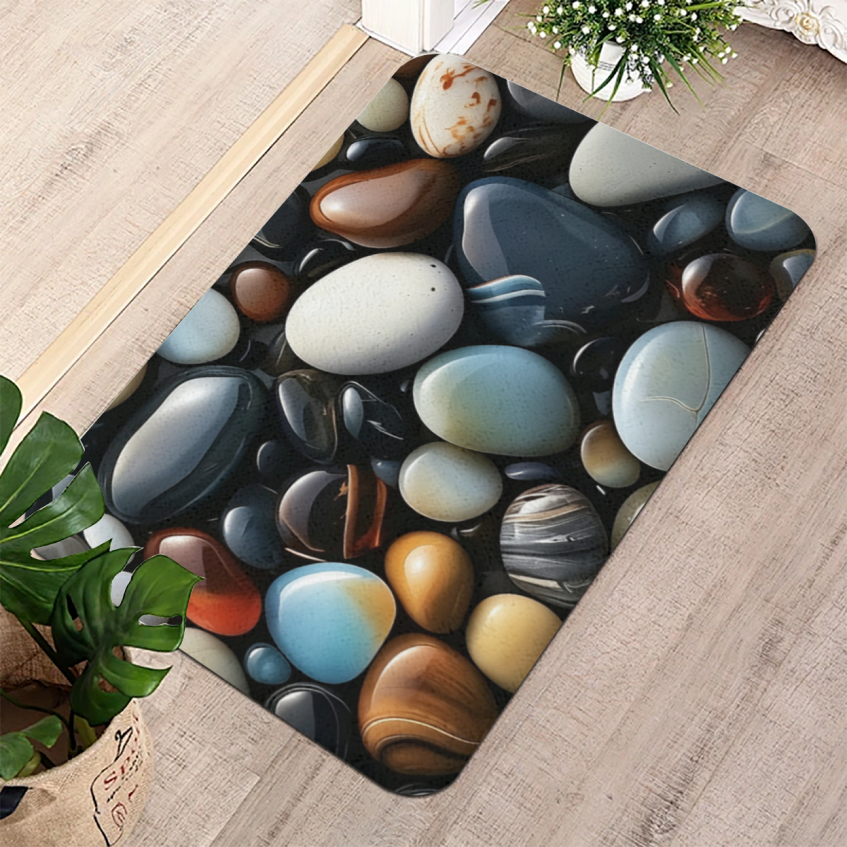 Colorful Pebble Diatomite Mat£üSimulation Colorful Pebble Diatomite Mat, Quick Dry Absorbent Non?Slip Bathroom Shower Doorway Floor Rug