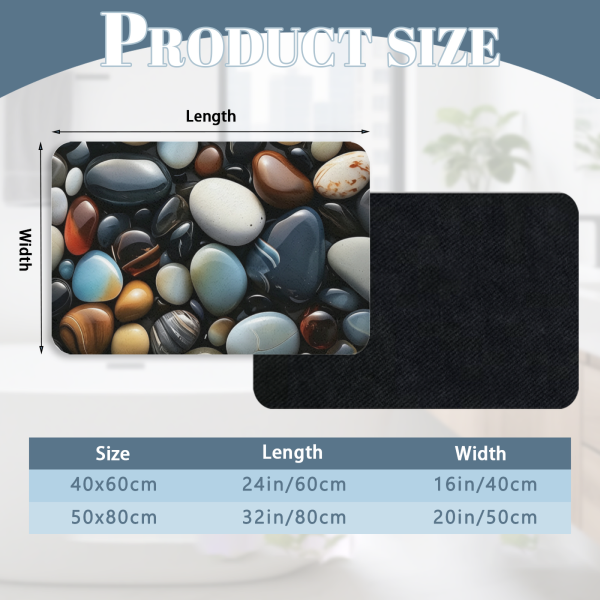 Colorful Pebble Diatomite Mat£üSimulation Colorful Pebble Diatomite Mat, Quick Dry Absorbent Non?Slip Bathroom Shower Doorway Floor Rug