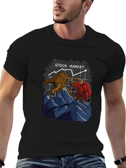 Stock Market Bull vs Bear Graphic Tee