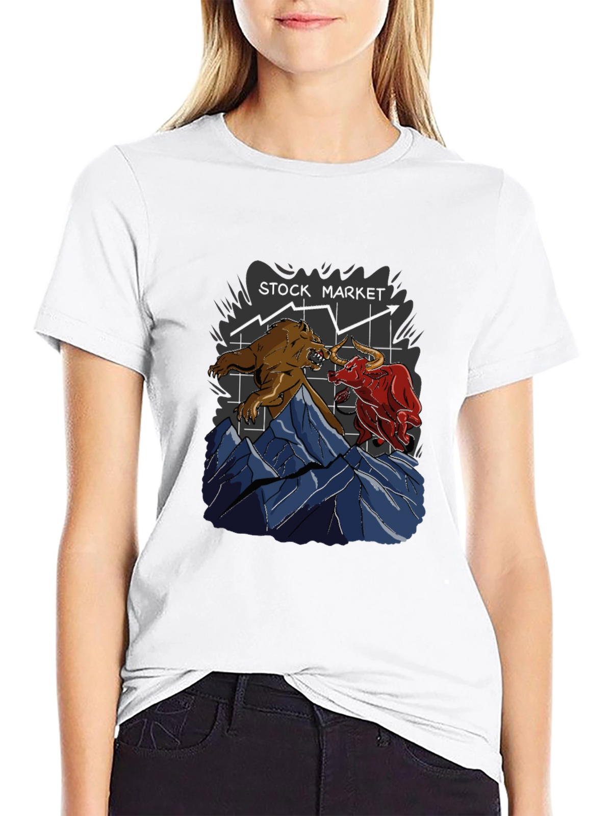 Stock Market Bull vs Bear Graphic Tee