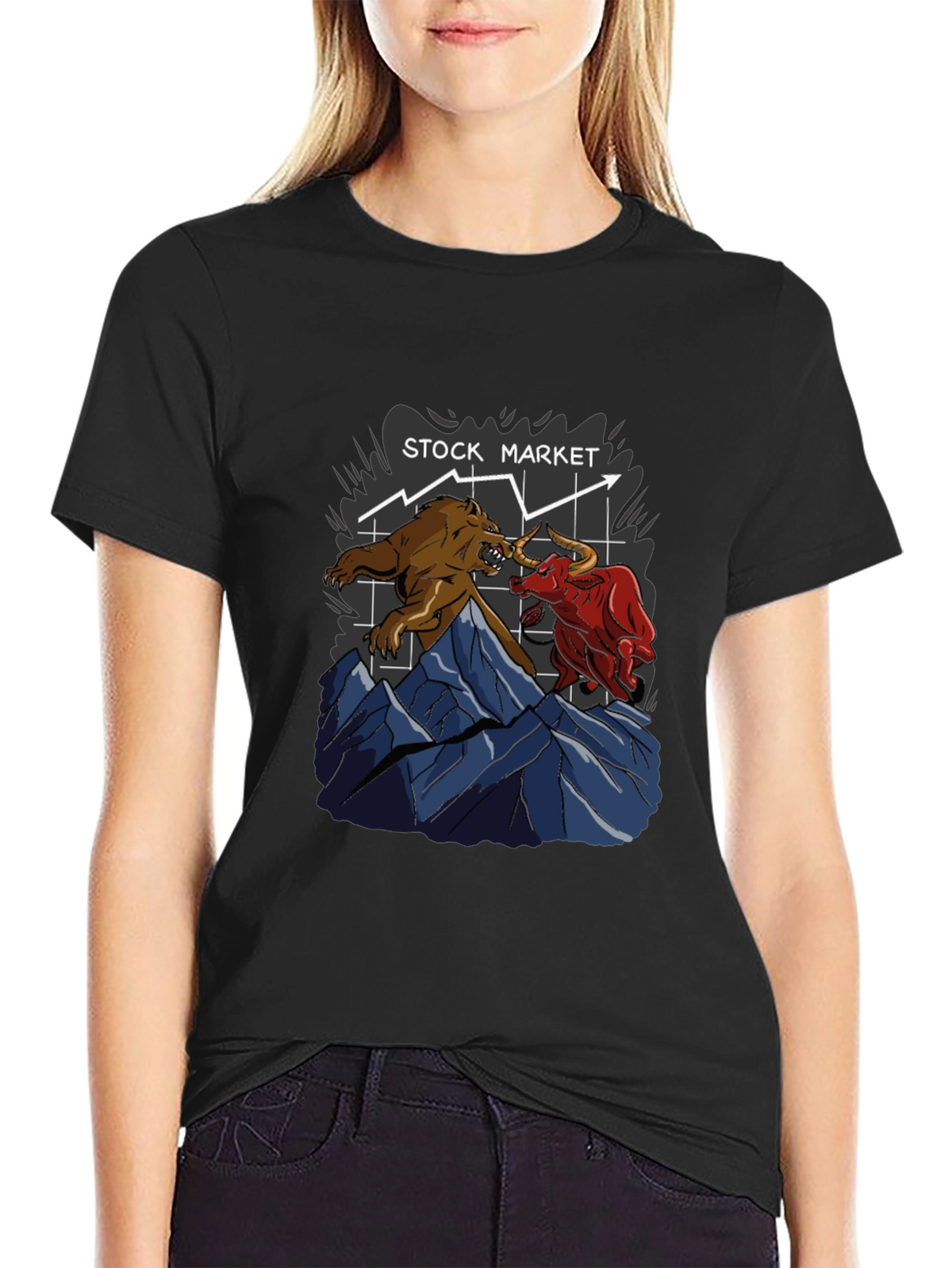 Stock Market Bull vs Bear Graphic Tee