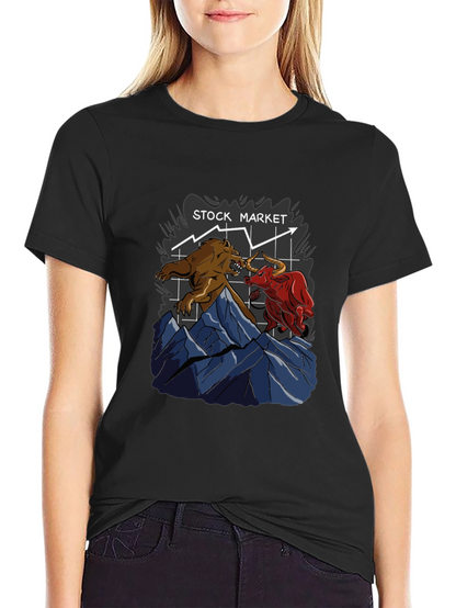 Stock Market Bull vs Bear Graphic Tee