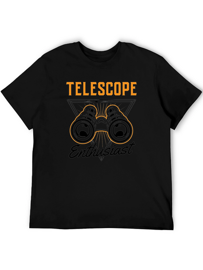 Telescope Enthusiast Graphic T-Shirt - Black