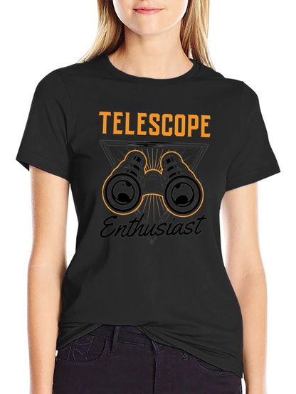 Telescope Enthusiast Graphic T-Shirt - Black