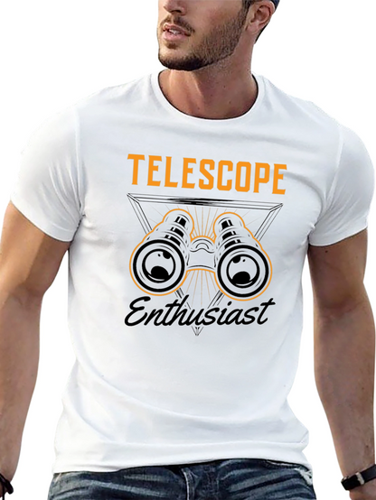 Telescope Enthusiast Graphic T-Shirt - Black