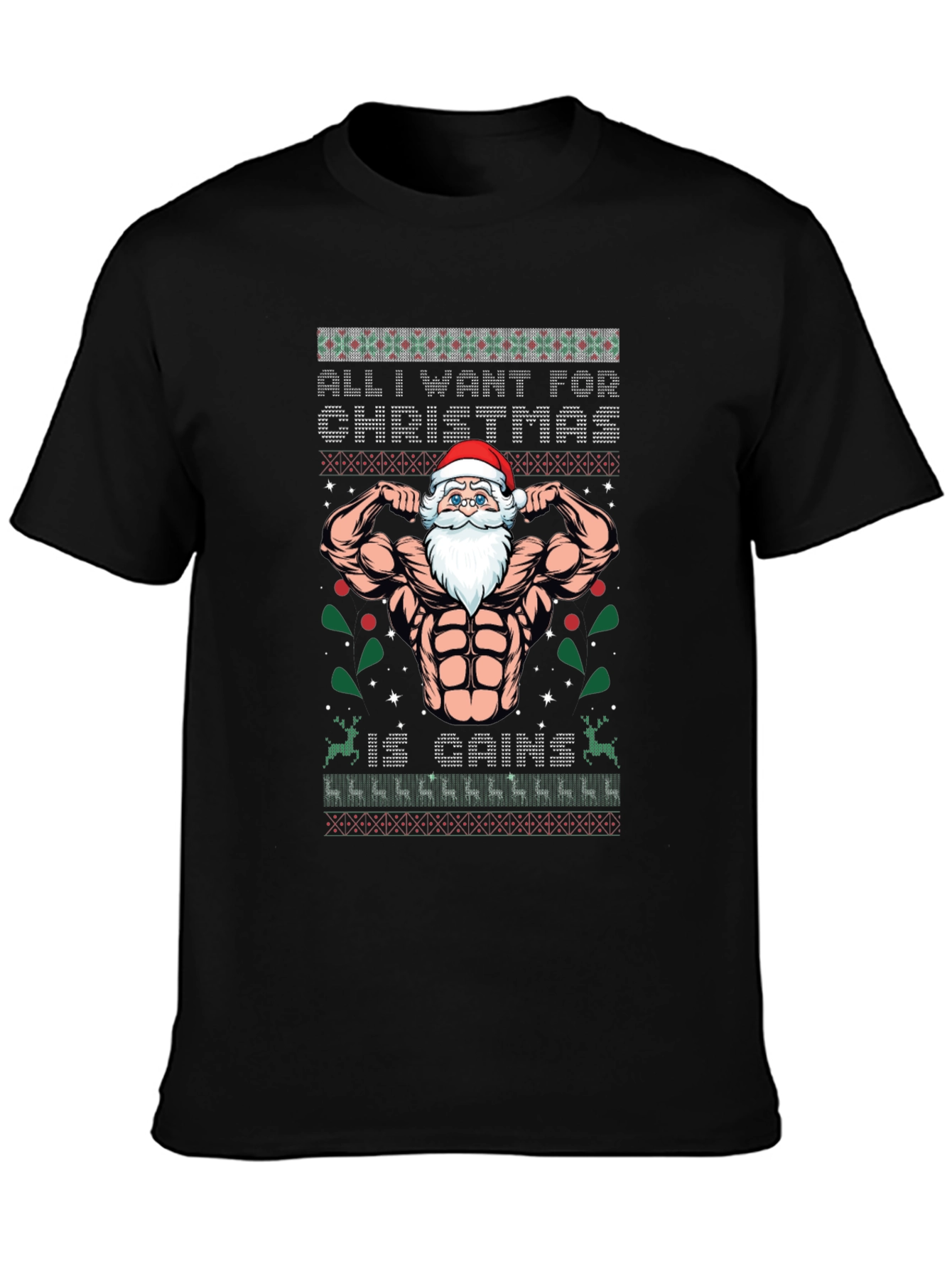 Funny Santa Gains Christmas T-Shirt