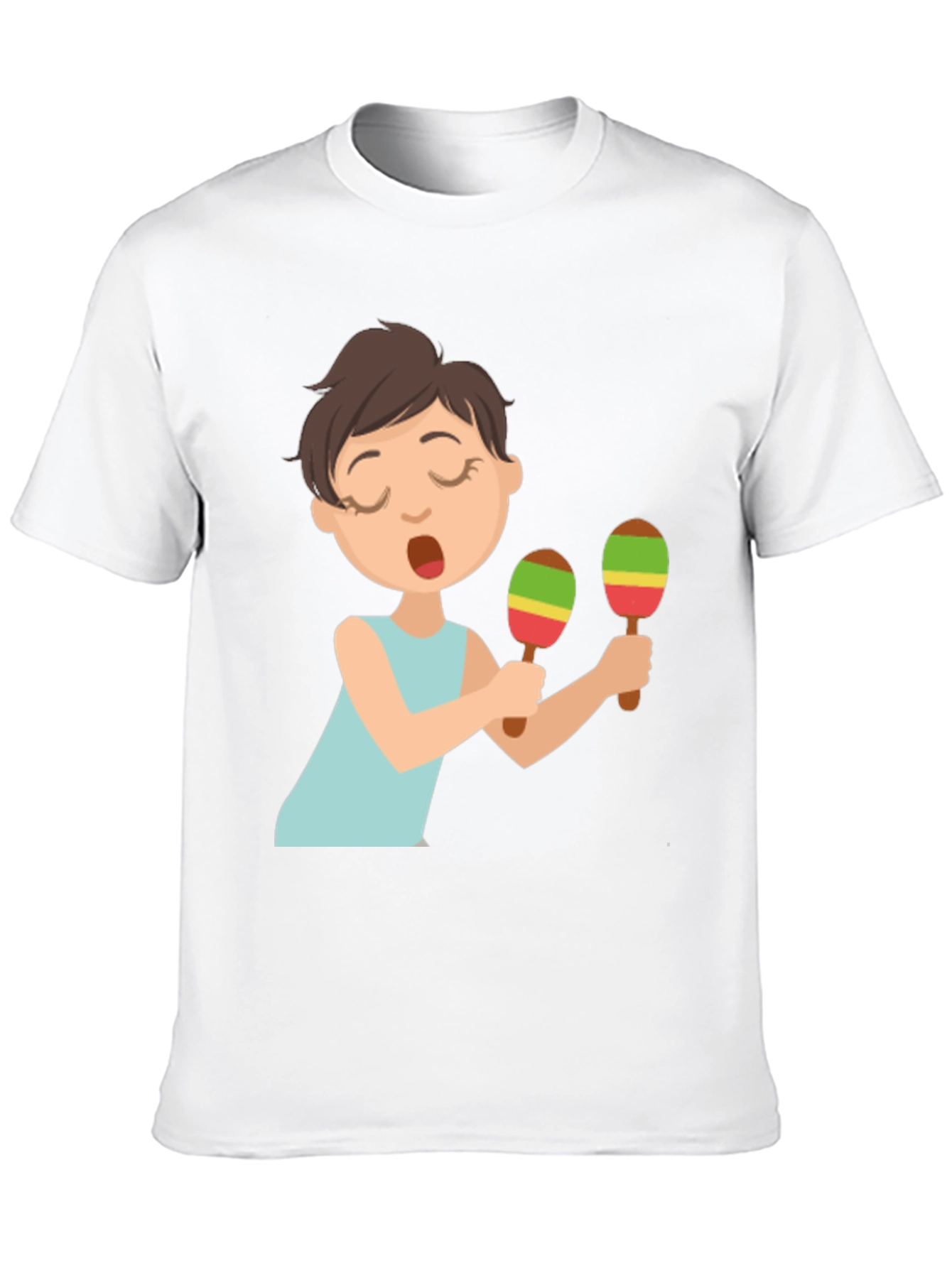 Cartoon Girl Maracas Black T-Shirt