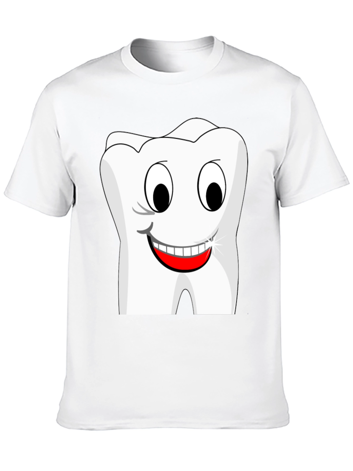 Funny Cartoon Tooth Graphic T-Shirt - Black Cotton Tee