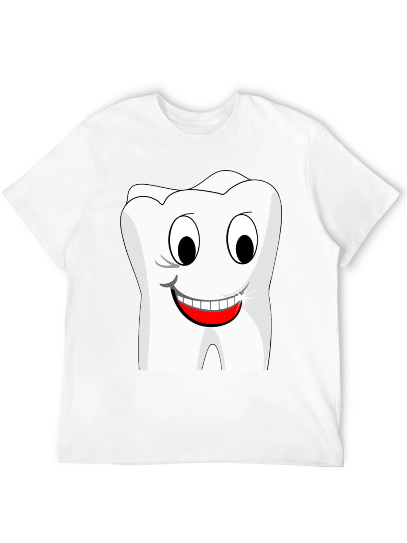 Funny Cartoon Tooth Graphic T-Shirt - Black Cotton Tee
