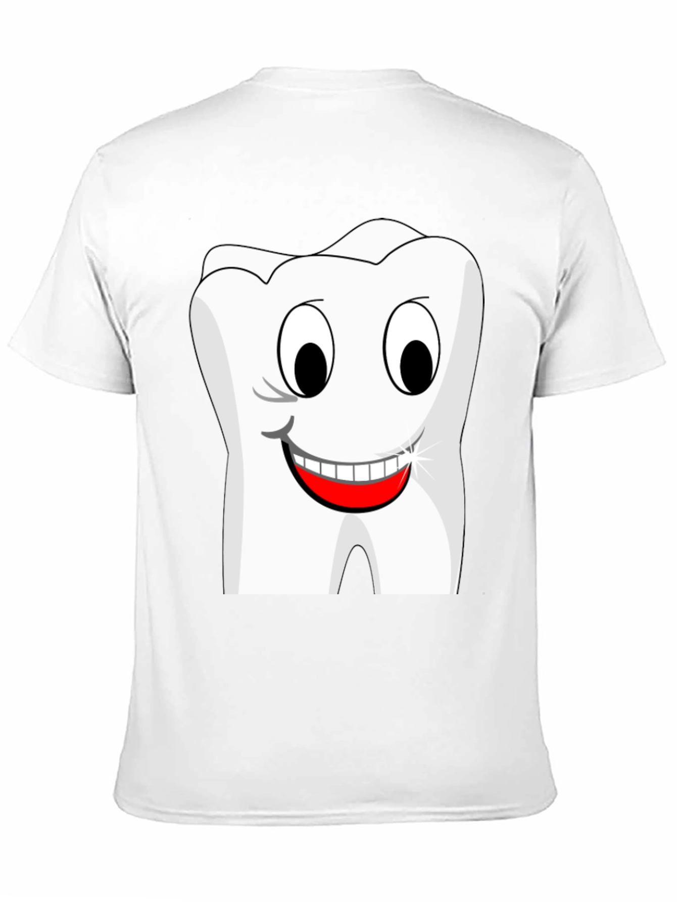 Funny Cartoon Tooth Graphic T-Shirt - Black Cotton Tee