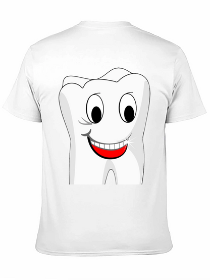 Funny Cartoon Tooth Graphic T-Shirt - Black Cotton Tee