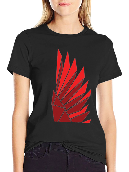 Geometric Feather Design Black T-Shirt