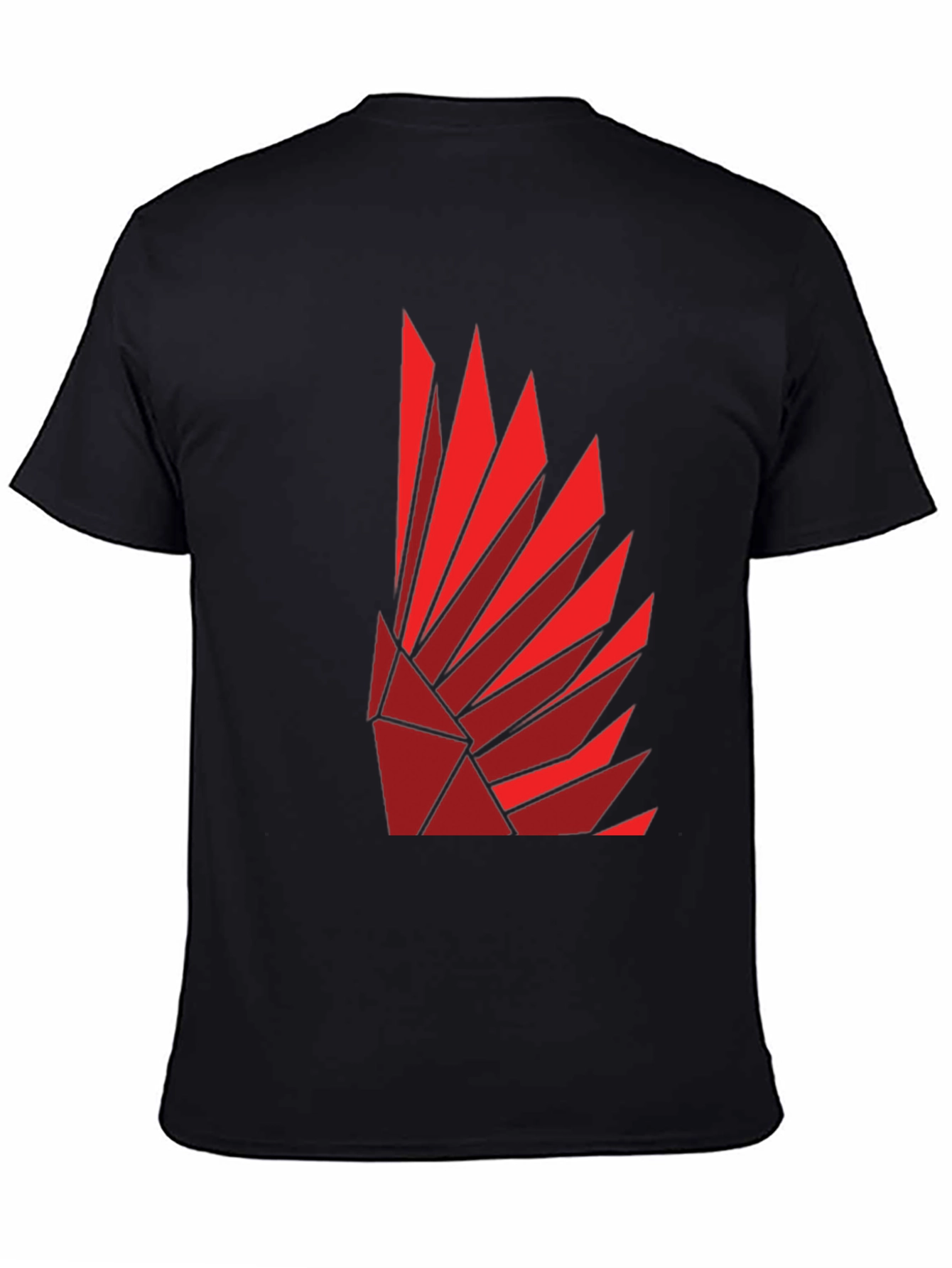 Geometric Feather Design Black T-Shirt