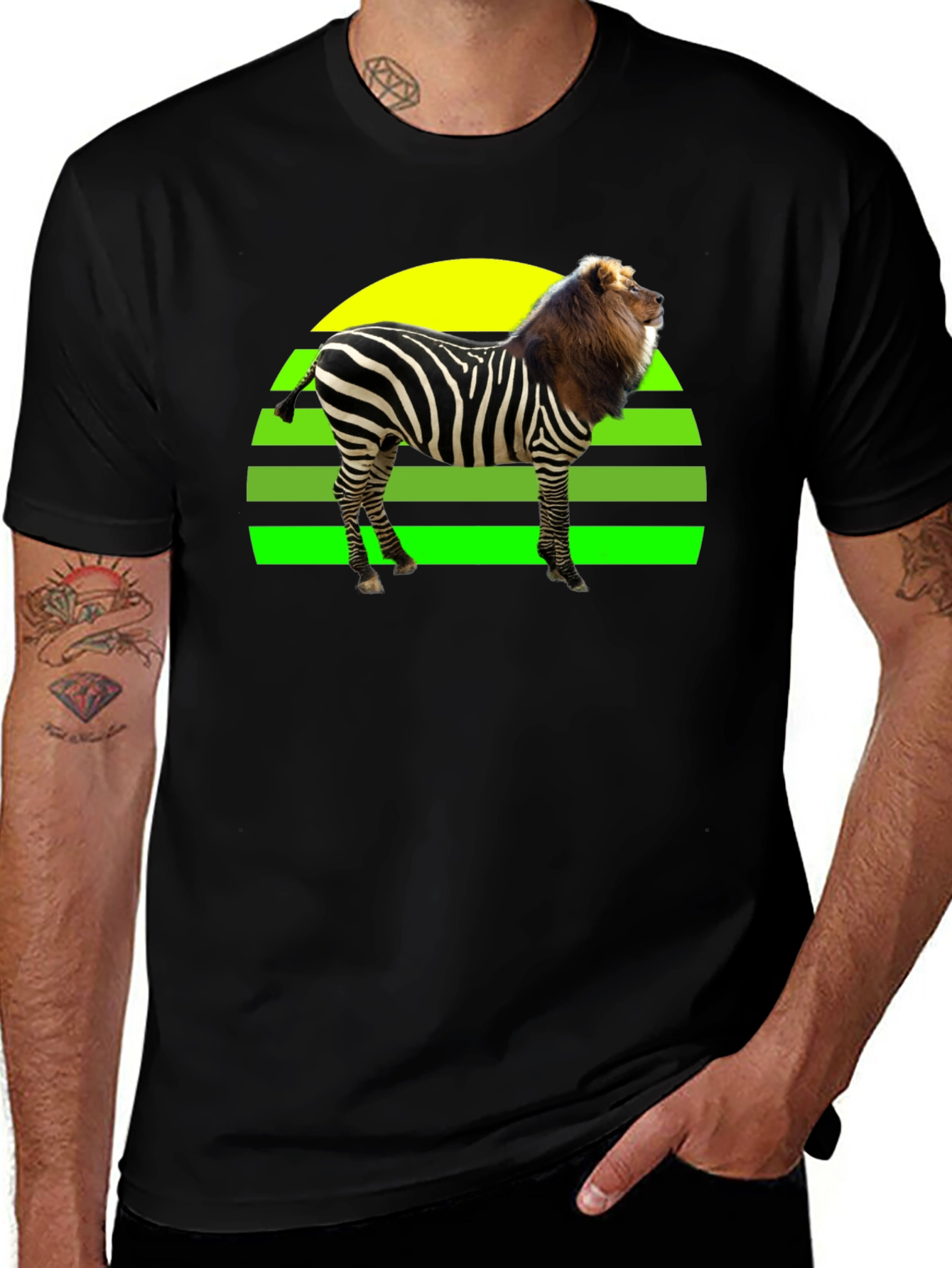 Zebra Lion Hybrid T-Shirt - Unique Animal Design