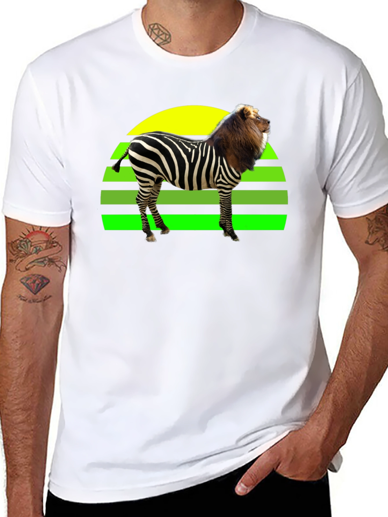 Zebra Lion Hybrid T-Shirt - Unique Animal Design