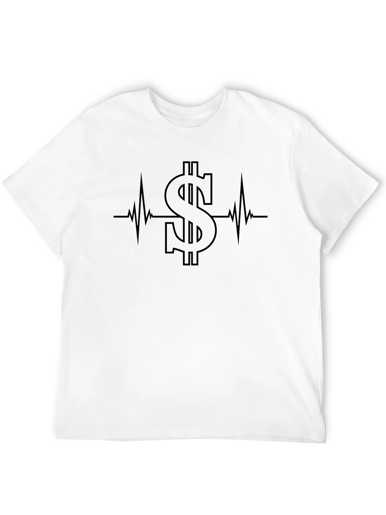 Dollar Sign Heartbeat Graphic T-Shirt - Black