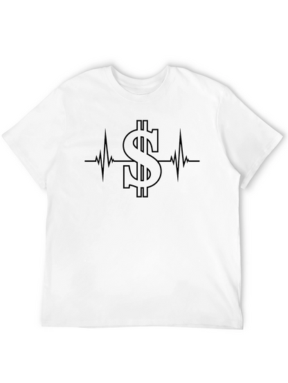 Dollar Sign Heartbeat Graphic T-Shirt - Black