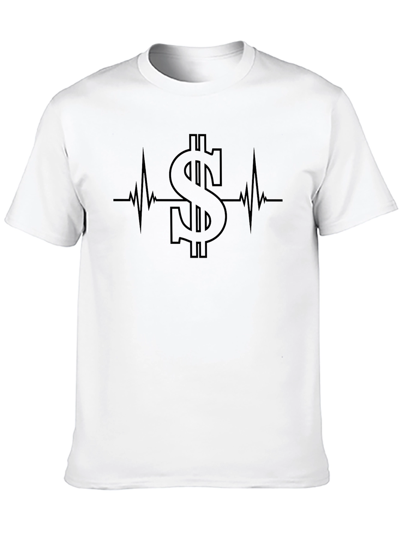 Dollar Sign Heartbeat Graphic T-Shirt - Black
